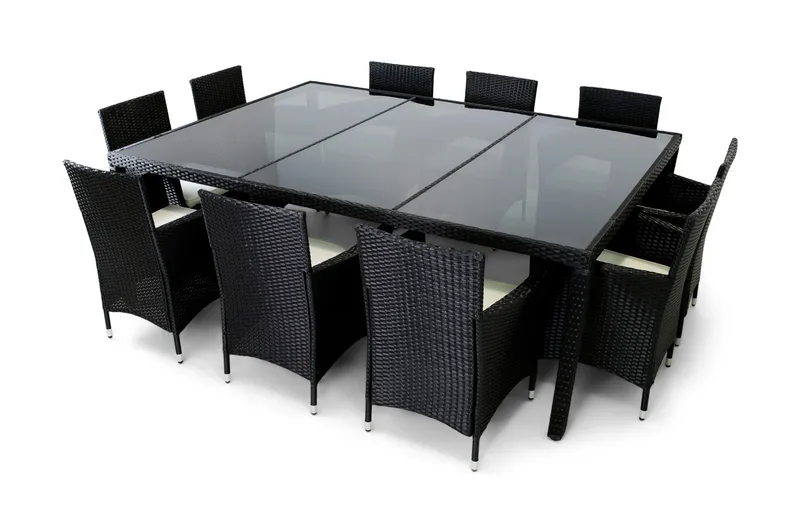 Stockevik Matgrupp Utomhus 220 cm + 10 st Matstolar Utomhus, Antracit