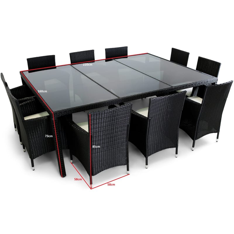 Stockevik Matgrupp Utomhus 220 cm + 10 st Matstolar Utomhus - Antracit - Utemöbler - Utegrupp - Matgrupp utomhus