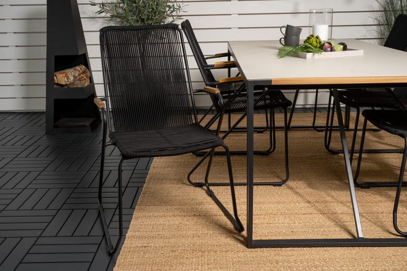 Texas Matgrupp Utomhus 200 cm + 6 st Bois Matstol - Svart/Brun - Utemöbler - Utegrupp - Matgrupp utomhus