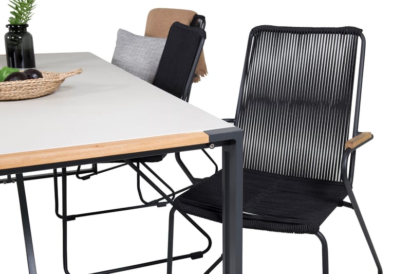 Texas Matgrupp Utomhus 200 cm + 6 st Bois Matstol - Svart/Brun - Utemöbler - Utegrupp - Matgrupp utomhus