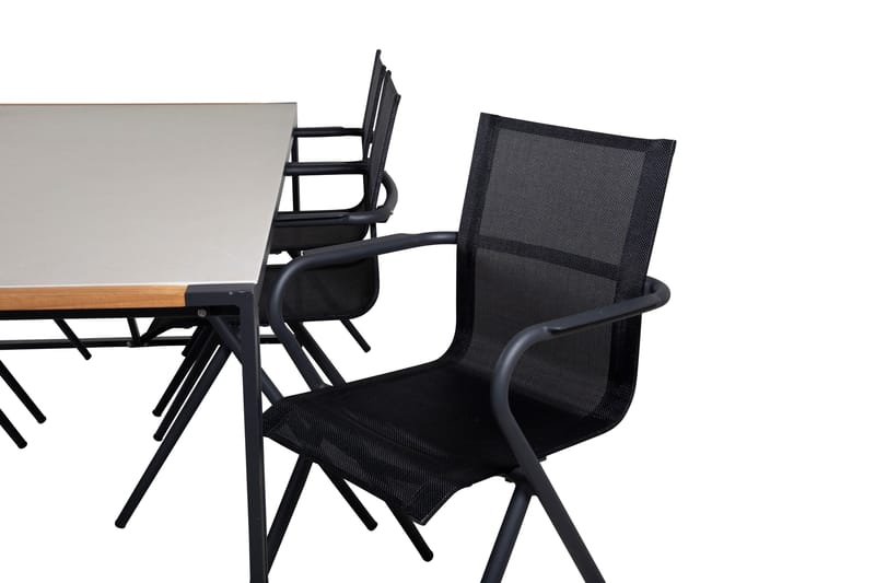 Texas Matgrupp Utomhus 200cm + 6 Alina Matstolar - Svart/Grå - Utemöbler - Utegrupp - Matgrupp utomhus