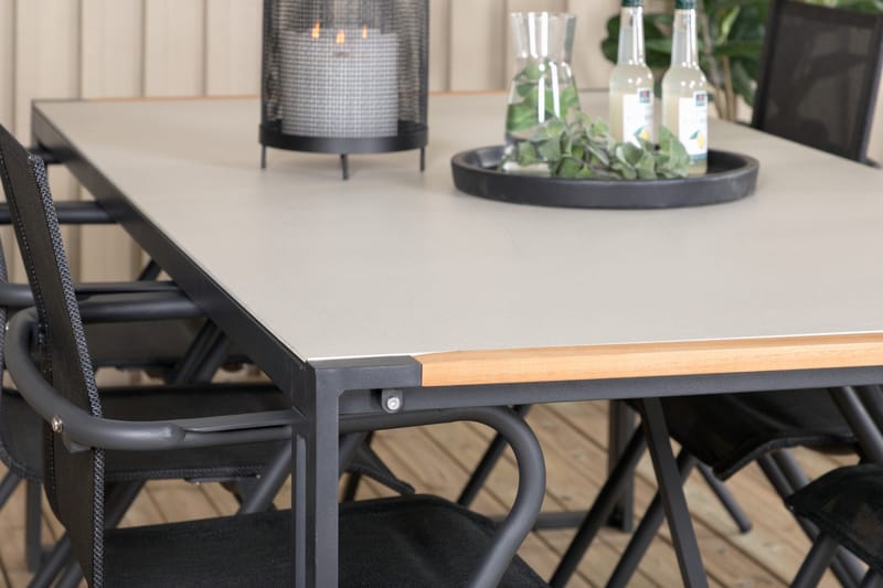 Texas Matgrupp Utomhus 200cm + 6 Alina Matstolar - Svart/Grå - Utemöbler - Utegrupp - Matgrupp utomhus