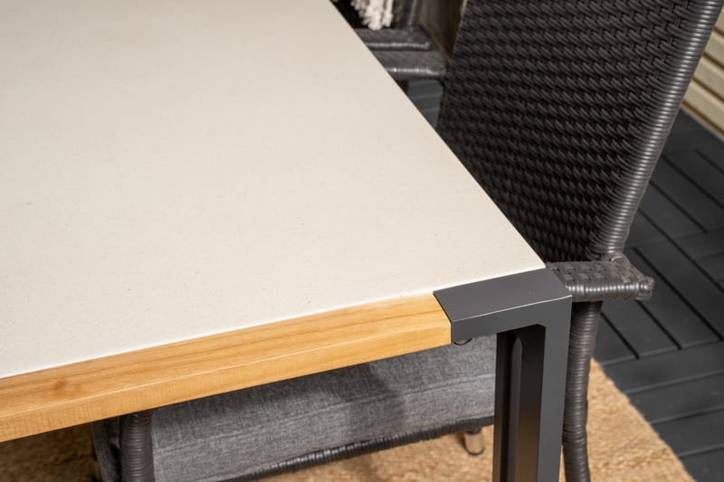 Texas Matgrupp Utomhus 200cm + 6 Anna Karmstolar - Svart/Grå - Utemöbler - Utegrupp - Matgrupp utomhus