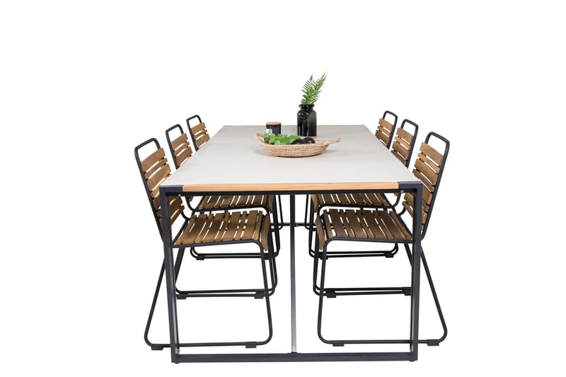 Texas Matgrupp Utomhus 200cm + 6 Bois Matstolar - Natur/Svart - Utemöbler - Utegrupp - Matgrupp utomhus