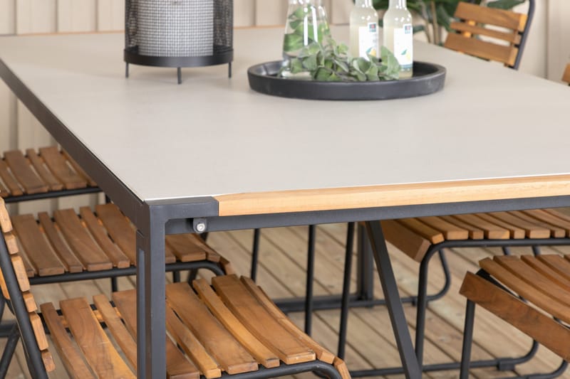 Texas Matgrupp Utomhus 200cm + 6 Bois Matstolar - Natur/Svart - Utemöbler - Utegrupp - Matgrupp utomhus