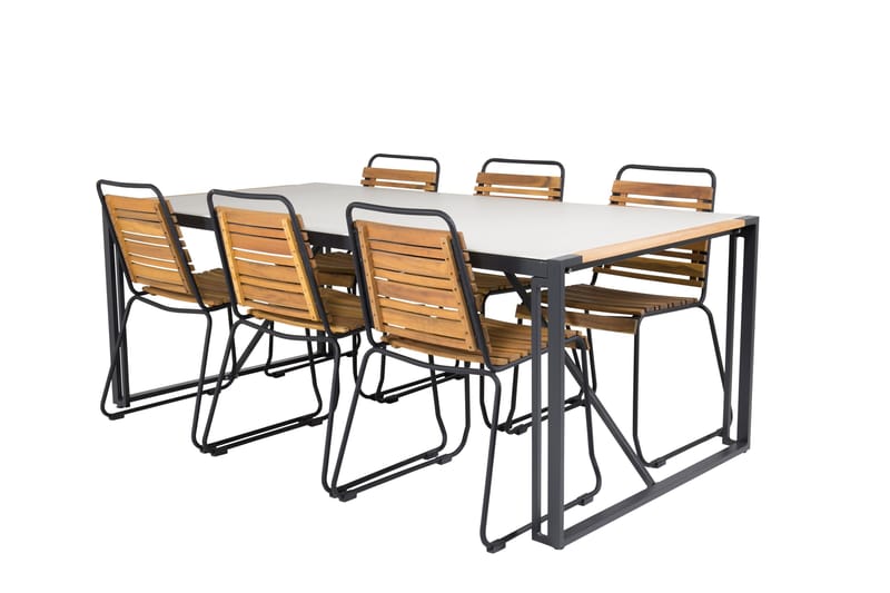 Texas Matgrupp Utomhus 200cm + 6 Bois Matstolar - Natur/Svart - Utemöbler - Utegrupp - Matgrupp utomhus
