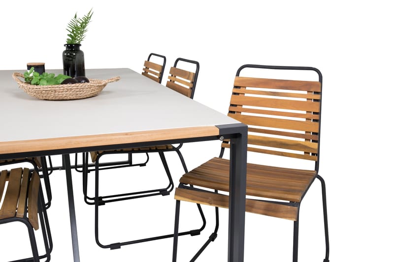 Texas Matgrupp Utomhus 200cm + 6 Bois Matstolar - Natur/Svart - Utemöbler - Utegrupp - Matgrupp utomhus