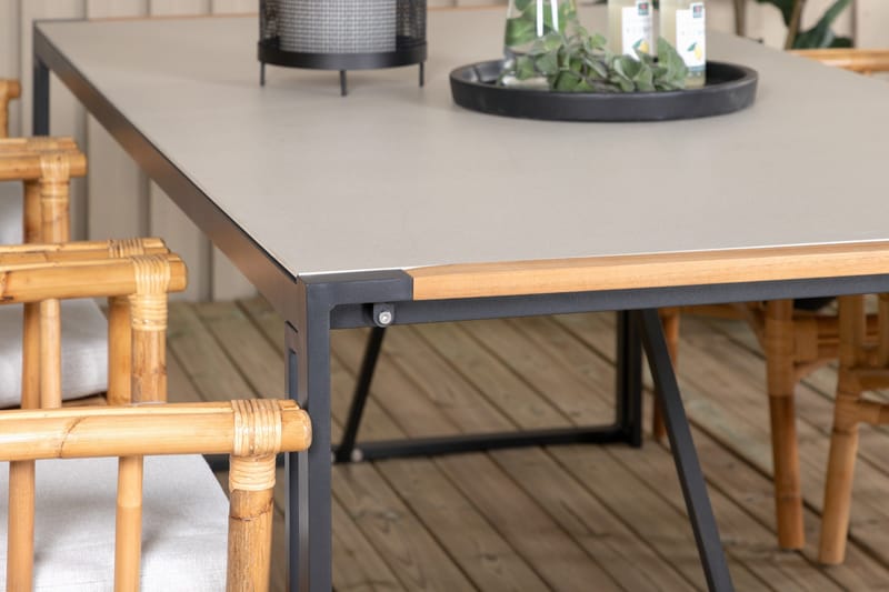 Texas Matgrupp Utomhus 200cm + 6 Cane Matstolar - Vit - Utemöbler - Utegrupp - Matgrupp utomhus