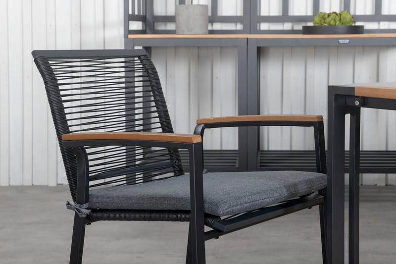 Texas Matgrupp Utomhus 200cm + 6 Dallas Matstolar - Svart - Utemöbler - Utegrupp - Matgrupp utomhus