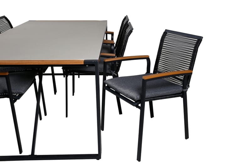 Texas Matgrupp Utomhus 200cm + 6 Dallas Matstolar - Svart - Utemöbler - Utegrupp - Matgrupp utomhus