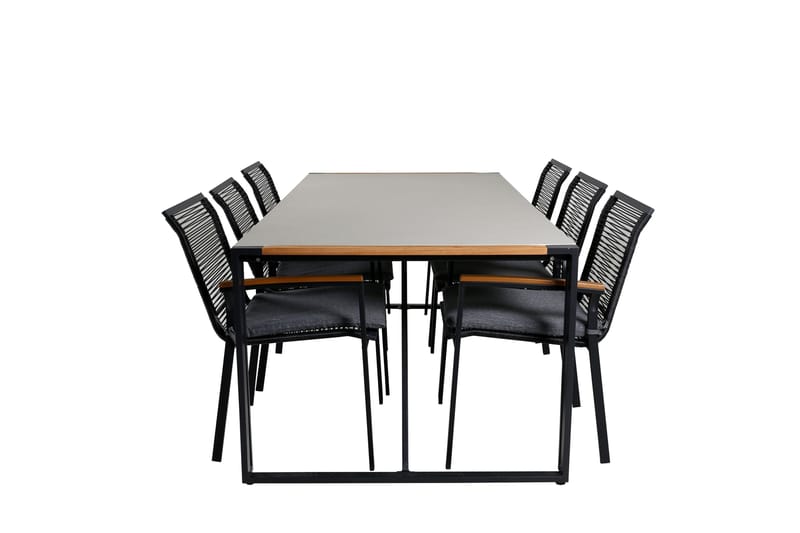 Texas Matgrupp Utomhus 200cm + 6 Dallas Matstolar - Svart - Utemöbler - Utegrupp - Matgrupp utomhus