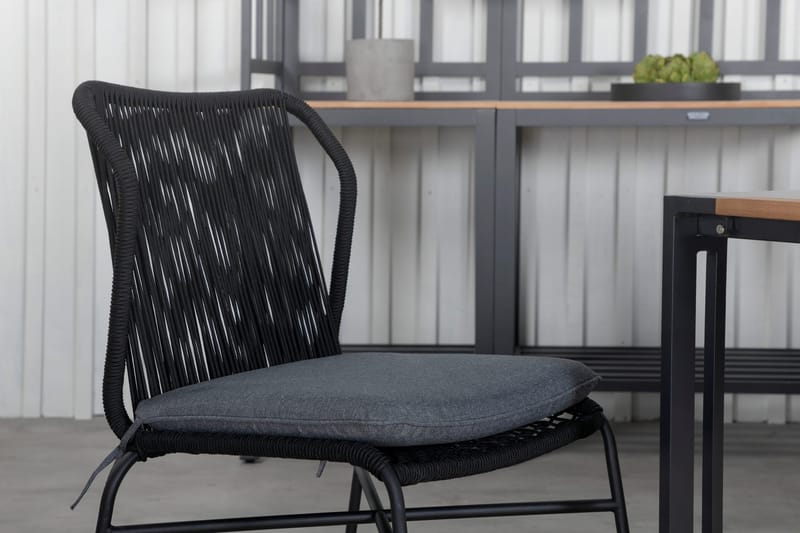 Texas Matgrupp Utomhus 200cm + 6 Julian Matstolar - Svart/Grå - Utemöbler - Utegrupp - Matgrupp utomhus