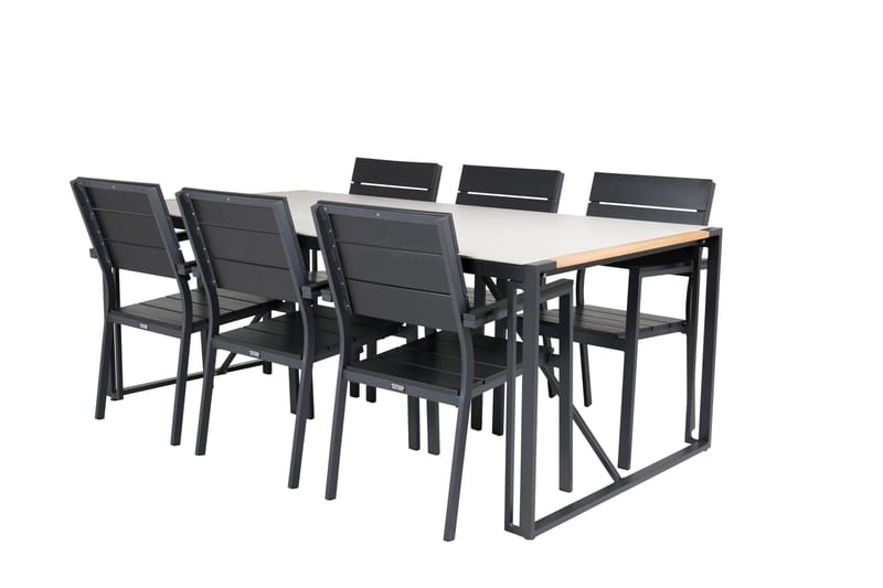 Texas Matgrupp Utomhus 200cm + 6 Levels Matstolar - Svart - Utemöbler - Utegrupp - Matgrupp utomhus