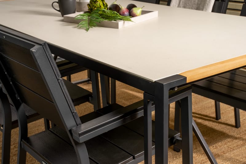 Texas Matgrupp Utomhus 200cm + 6 Levels Matstolar - Svart - Utemöbler - Utegrupp - Matgrupp utomhus