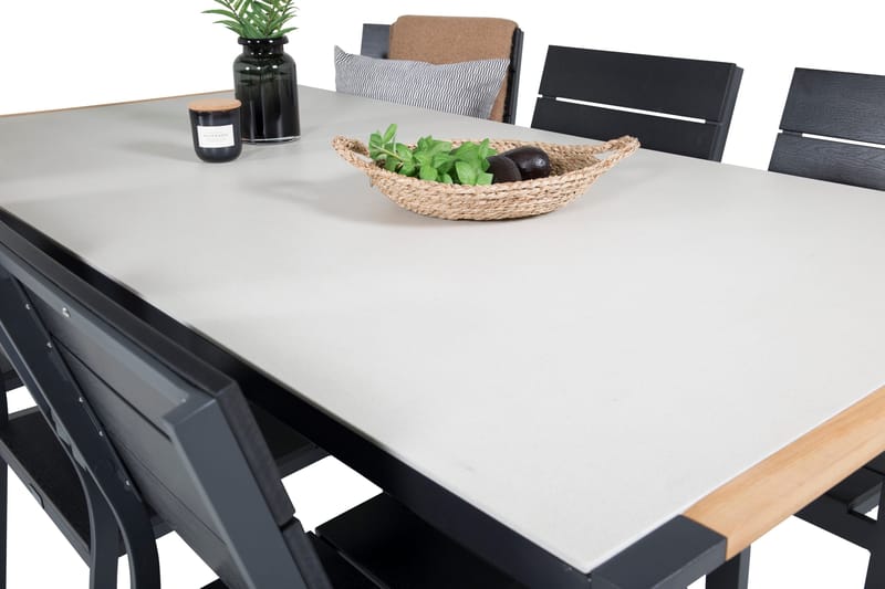 Texas Matgrupp Utomhus 200cm + 6 Levels Matstolar - Svart - Utemöbler - Utegrupp - Matgrupp utomhus