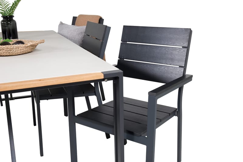 Texas Matgrupp Utomhus 200cm + 6 Levels Matstolar - Svart - Utemöbler - Utegrupp - Matgrupp utomhus