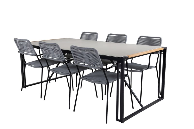 Texas Matgrupp Utomhus 200cm + 6 Lindos Karmstolar - Vit - Utemöbler - Utegrupp - Matgrupp utomhus