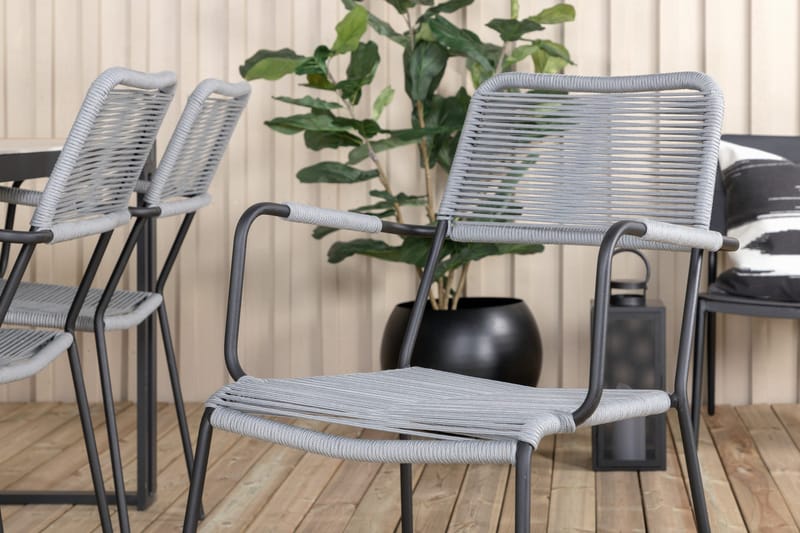 Texas Matgrupp Utomhus 200cm + 6 Lindos Karmstolar - Vit - Utemöbler - Utegrupp - Matgrupp utomhus