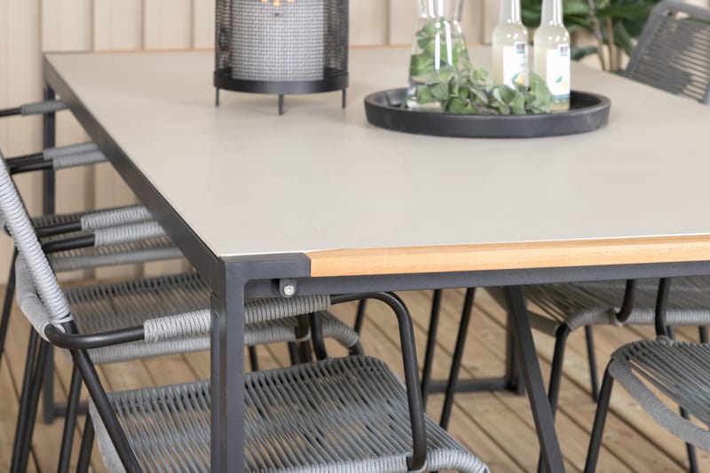 Texas Matgrupp Utomhus 200cm + 6 Lindos Karmstolar - Vit - Utemöbler - Utegrupp - Matgrupp utomhus