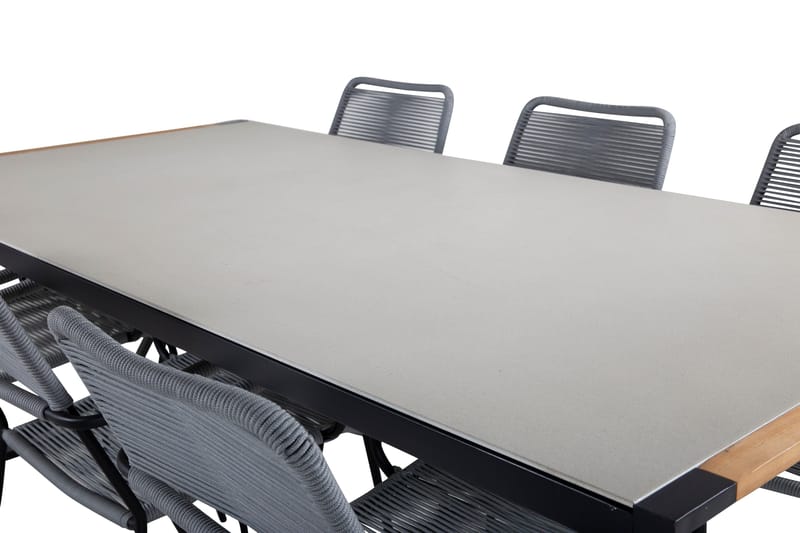 Texas Matgrupp Utomhus 200cm + 6 Lindos Karmstolar - Vit - Utemöbler - Utegrupp - Matgrupp utomhus