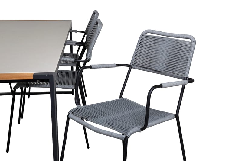 Texas Matgrupp Utomhus 200cm + 6 Lindos Karmstolar - Vit - Utemöbler - Utegrupp - Matgrupp utomhus