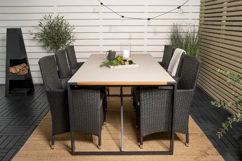 Texas Matgrupp Utomhus 200cm + 6 Malin Karmstolar - Natur - Utemöbler - Utegrupp - Matgrupp utomhus