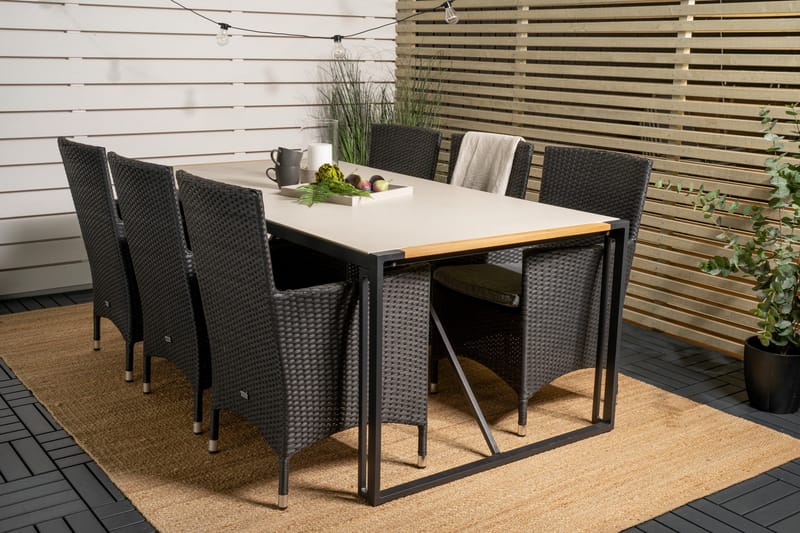 Texas Matgrupp Utomhus 200cm + 6 Malin Karmstolar - Natur - Utemöbler - Utegrupp - Matgrupp utomhus