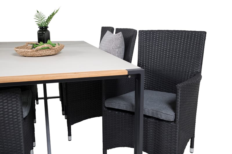 Texas Matgrupp Utomhus 200cm + 6 Malin Karmstolar - Natur - Utemöbler - Utegrupp - Matgrupp utomhus