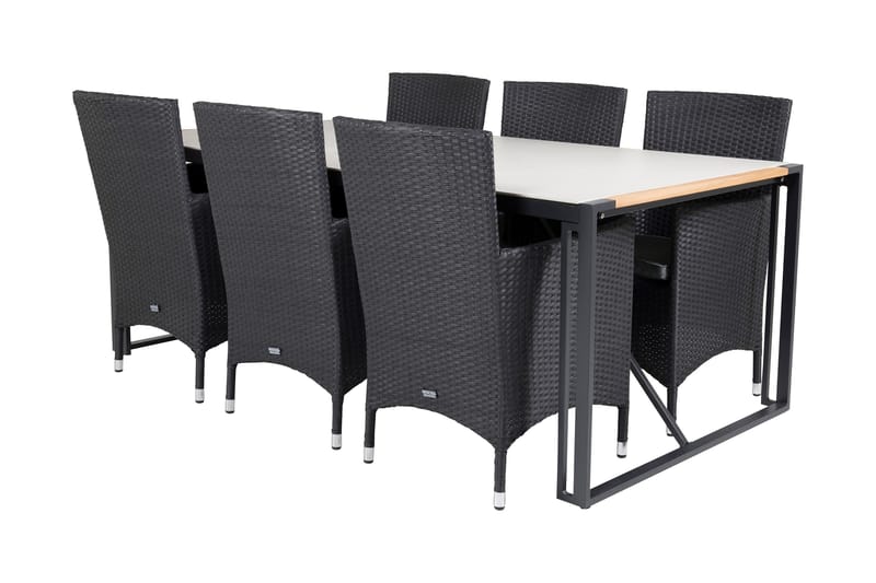 Texas Matgrupp Utomhus 200cm + 6 Malin Karmstolar - Natur - Utemöbler - Utegrupp - Matgrupp utomhus