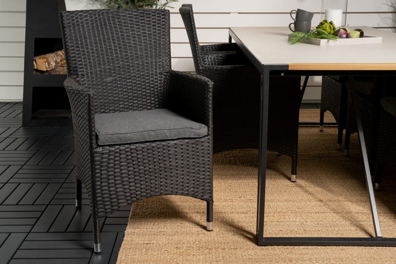 Texas Matgrupp Utomhus 200cm + 6 Malin Karmstolar - Natur - Utemöbler - Utegrupp - Matgrupp utomhus