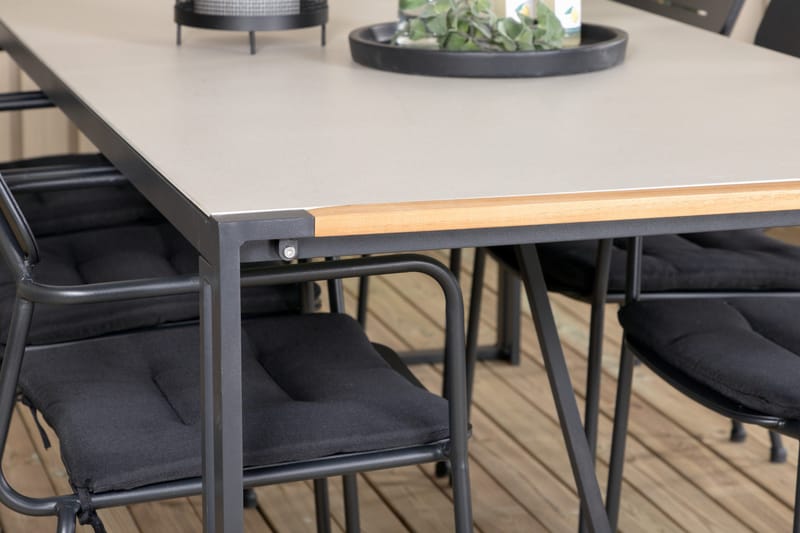 Texas Matgrupp Utomhus 200cm + 6 Nicke Matstolar - Svart - Utemöbler - Utegrupp - Matgrupp utomhus