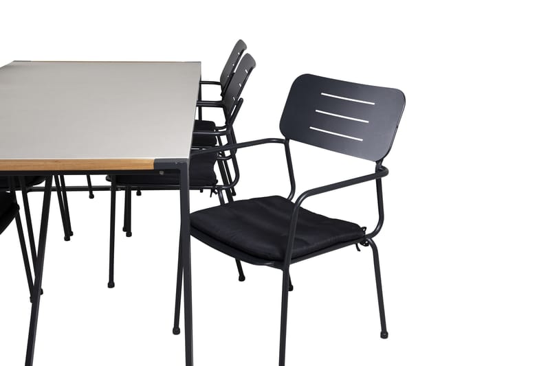 Texas Matgrupp Utomhus 200cm + 6 Nicke Matstolar - Svart - Utemöbler - Utegrupp - Matgrupp utomhus