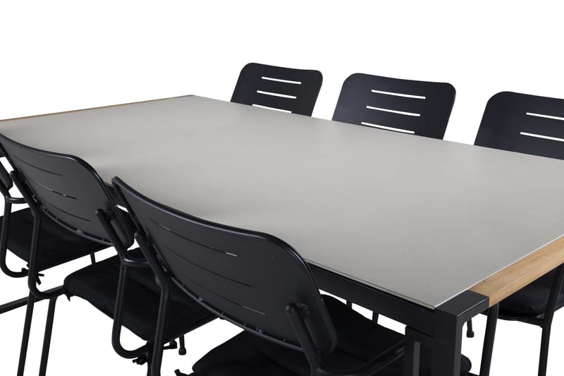 Texas Matgrupp Utomhus 200cm + 6 Nicke Matstolar - Svart - Utemöbler - Utegrupp - Matgrupp utomhus