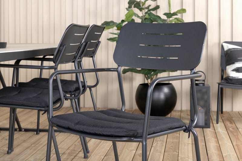 Texas Matgrupp Utomhus 200cm + 6 Nicke Matstolar - Svart - Utemöbler - Utegrupp - Matgrupp utomhus