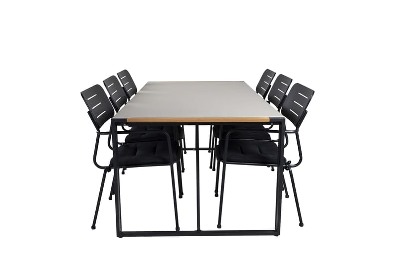 Texas Matgrupp Utomhus 200cm + 6 Nicke Matstolar - Svart - Utemöbler - Utegrupp - Matgrupp utomhus