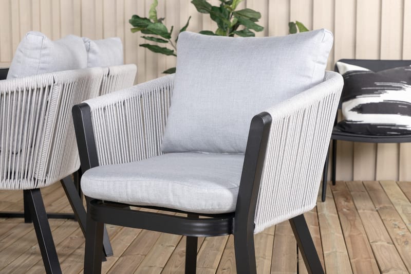 Texas Matgrupp Utomhus 200cm + 6 Virya Matstolar - Svart/Grå - Utemöbler - Utegrupp - Matgrupp utomhus