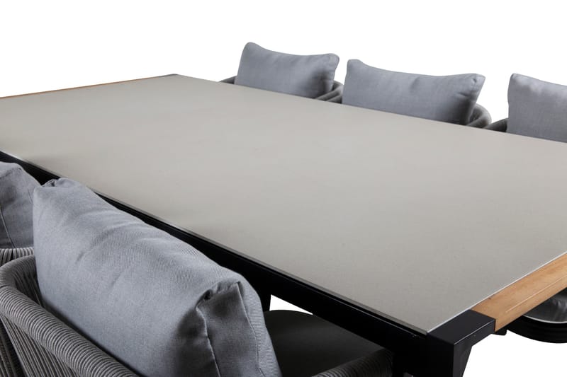 Texas Matgrupp Utomhus 200cm + 6 Virya Matstolar - Svart/Grå - Utemöbler - Utegrupp - Matgrupp utomhus