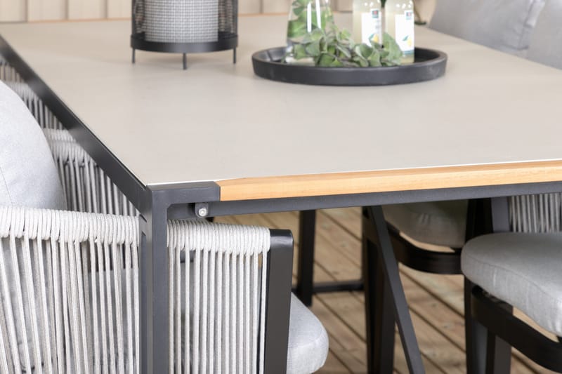 Texas Matgrupp Utomhus 200cm + 6 Virya Matstolar - Svart/Grå - Utemöbler - Utegrupp - Matgrupp utomhus