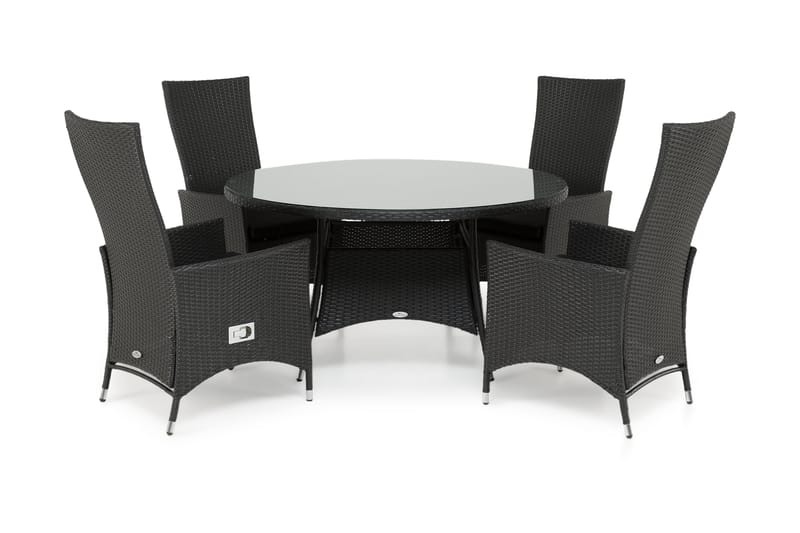 Thor Matgrupp Ø140 + 4 Jenny Ställbar Fåtölj, Svart