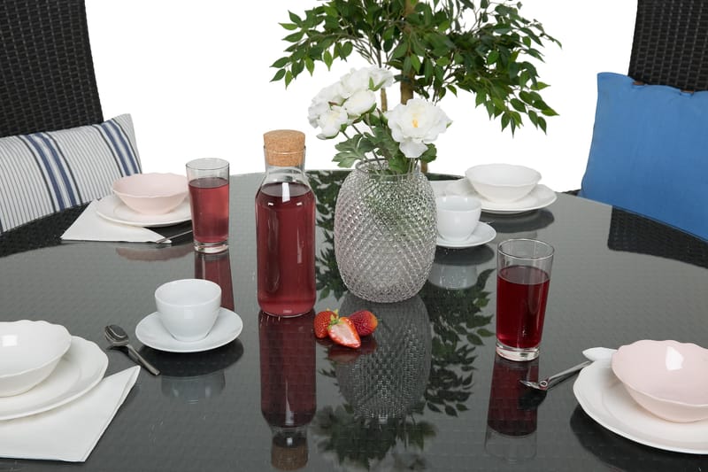 Thor Matgrupp Ø140 + 4 Jenny Ställbar Fåtölj - Svart - Utemöbler - Utegrupp - Matgrupp utomhus