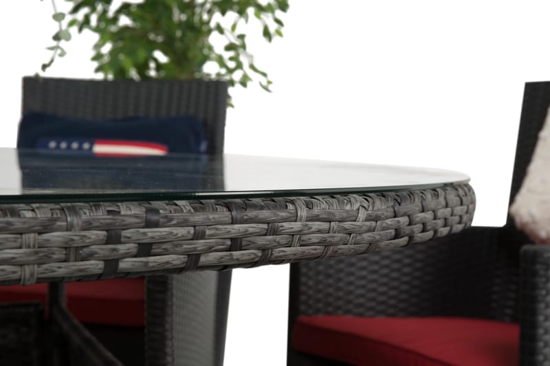 Thor Matgrupp Ø140 + 6 Thor Fåtölj - Grå/Svart - Utemöbler - Utegrupp - Matgrupp utomhus