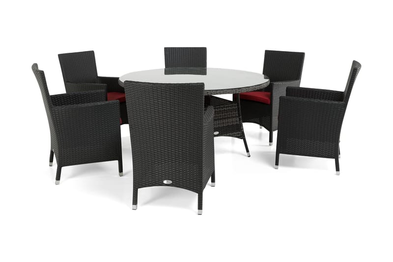 Thor Matgrupp Ø140 + 6 Thor Fåtölj - Grå/Svart - Utemöbler - Utegrupp - Matgrupp utomhus