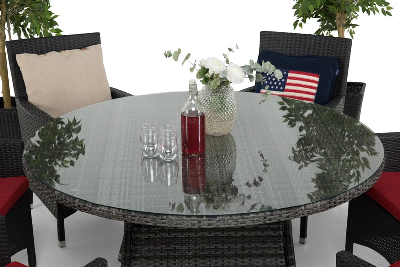 Thor Matgrupp Ø140 + 6 Thor Fåtölj - Grå/Svart - Utemöbler - Utegrupp - Matgrupp utomhus