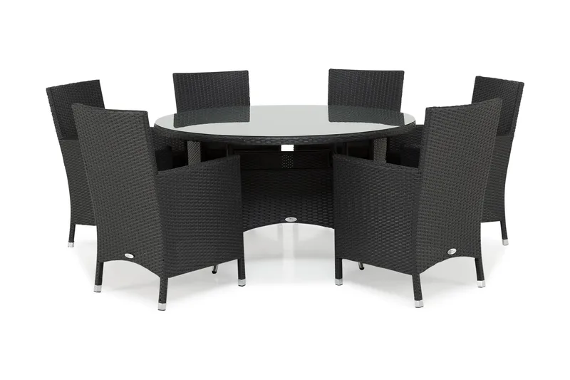 Thor Matgrupp Ø140 + 6 Thor Fåtölj - Svart - Utemöbler - Utegrupp - Matgrupp utomhus