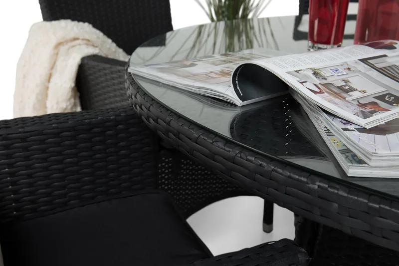 Thor Matgrupp Ø140 + 6 Thor Fåtölj - Svart - Utemöbler - Utegrupp - Matgrupp utomhus