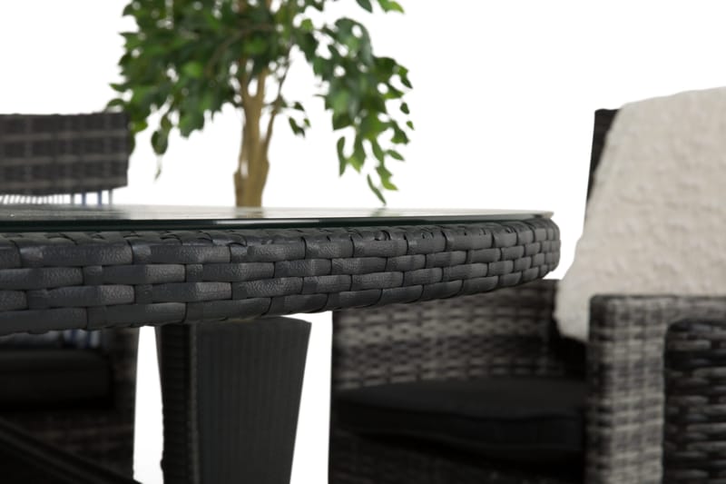 Thor Matgrupp Ø140 + 6 Thor Fåtölj - Svart/Grå - Utemöbler - Utegrupp - Matgrupp utomhus