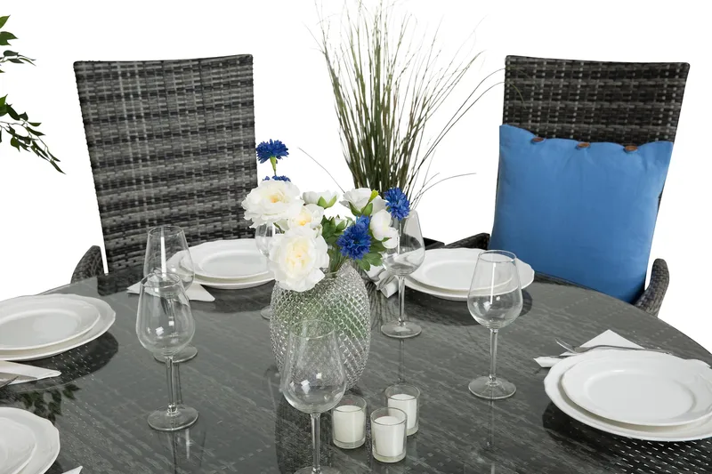 Thor Matgrupp Utomhus Ø140 + 6 Jenny Ställbar Fåtölj - Grå - Utemöbler - Utegrupp - Matgrupp utomhus