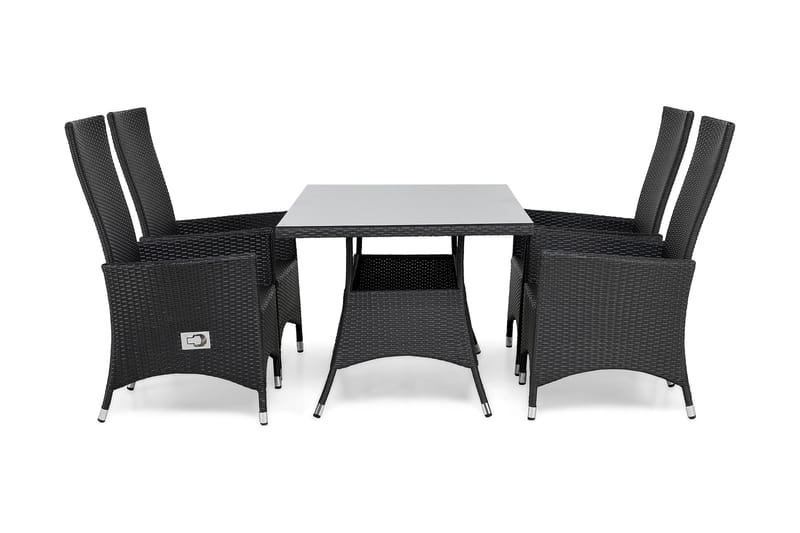 Thor Matgrupp Utomhus 140 + 4 Jenny Ställbar Fåtölj, Svart/Svart