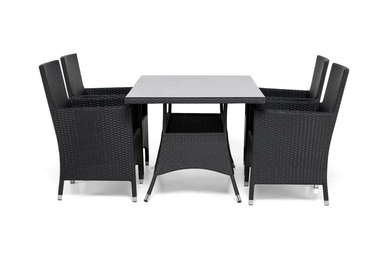 Thor Matgrupp Utomhus 140 + 4 Thor Fåtölj, Svart/Svart