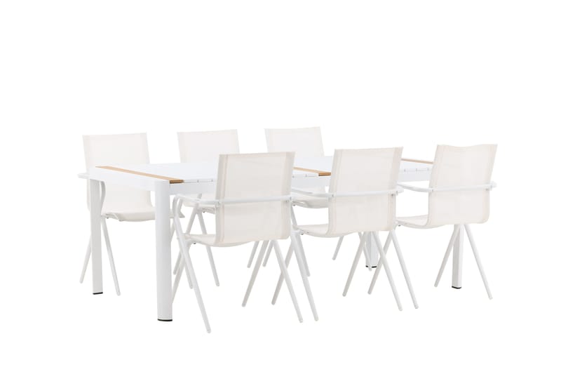 Togo Matgrupp 200x100 cm + 6 Alina Matstol - Vit - Utemöbler - Utegrupp - Matgrupp utomhus